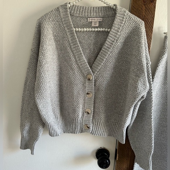 New Sincerely Jules Knit Lounge Set Button Crop Cardigan Sweater & Pants XS - Picture 3 of 16